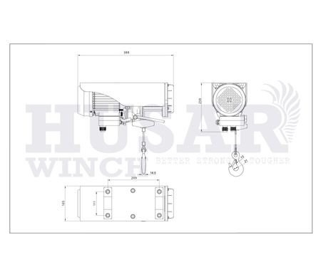 Wyciągarka warsztatowa Husar Winch BST P 500/990 z pilotem bezprzewodowym